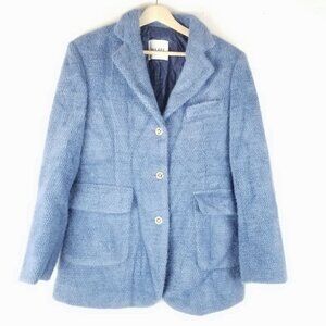 WE Are Blue‎ Blazer Jacket Size Large Eyelash Fabric 3 Button Office, Career